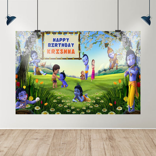 Little Krishna Theme Backdrop