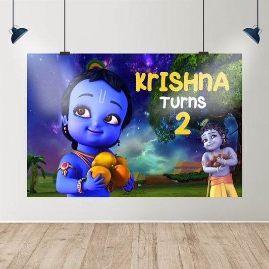 Little Krishna Theme Personalized Backdrop
