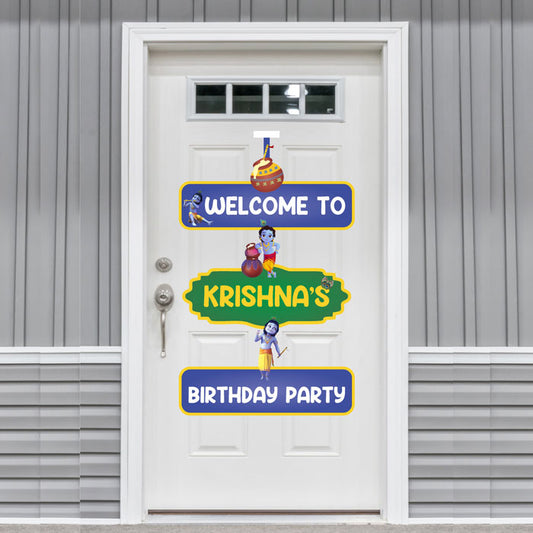 Little Krishna Theme Door Poster