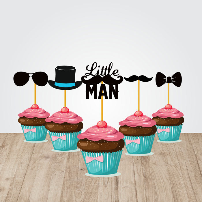 Little Man Theme Cupcake Topper