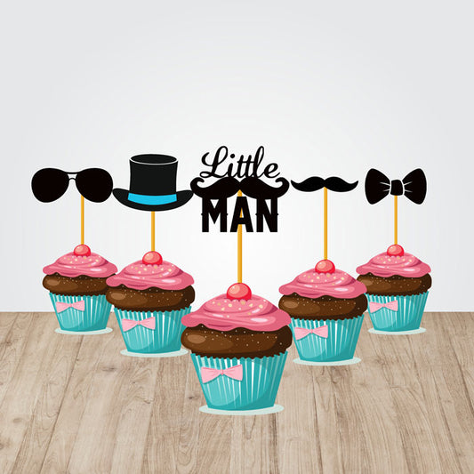 Little Man Theme Cupcake Topper