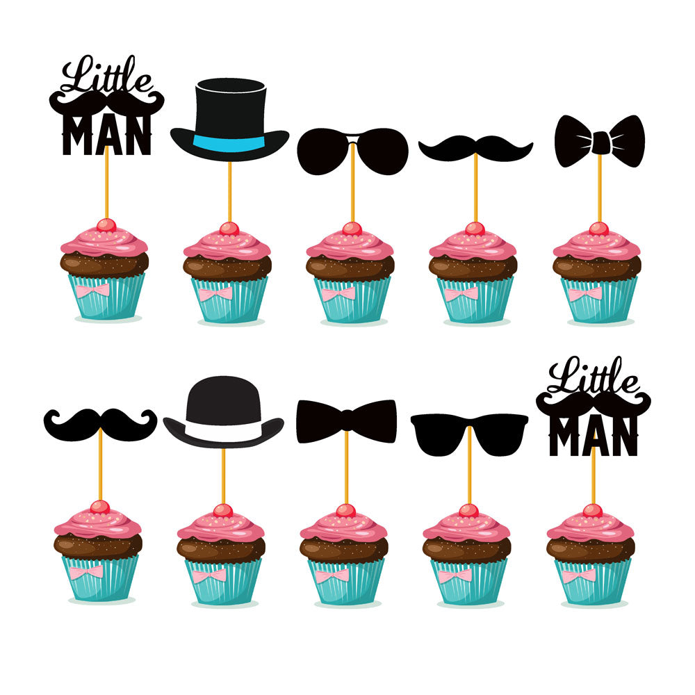 Little Man Theme Cupcake Topper