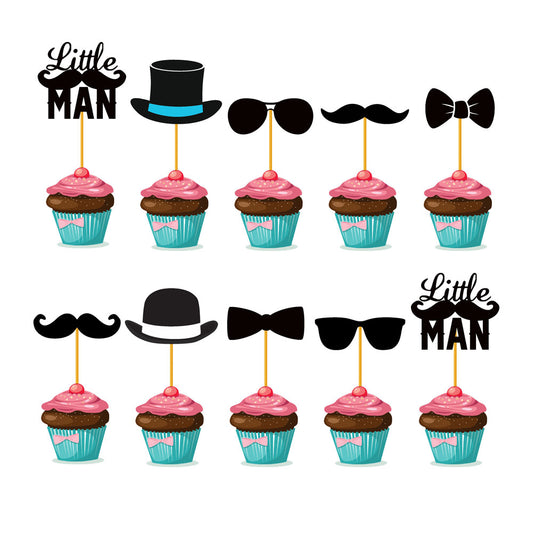 Little Man Theme Cupcake Topper