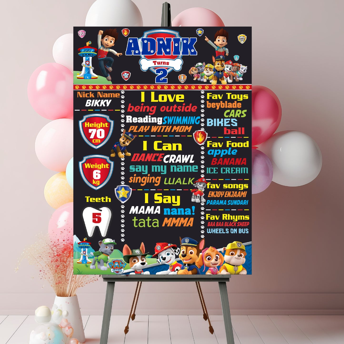 Paw Patrol Theme Chalkboard