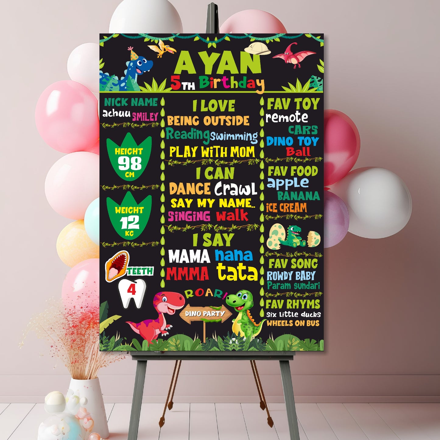 Dino Theme Chalkboard