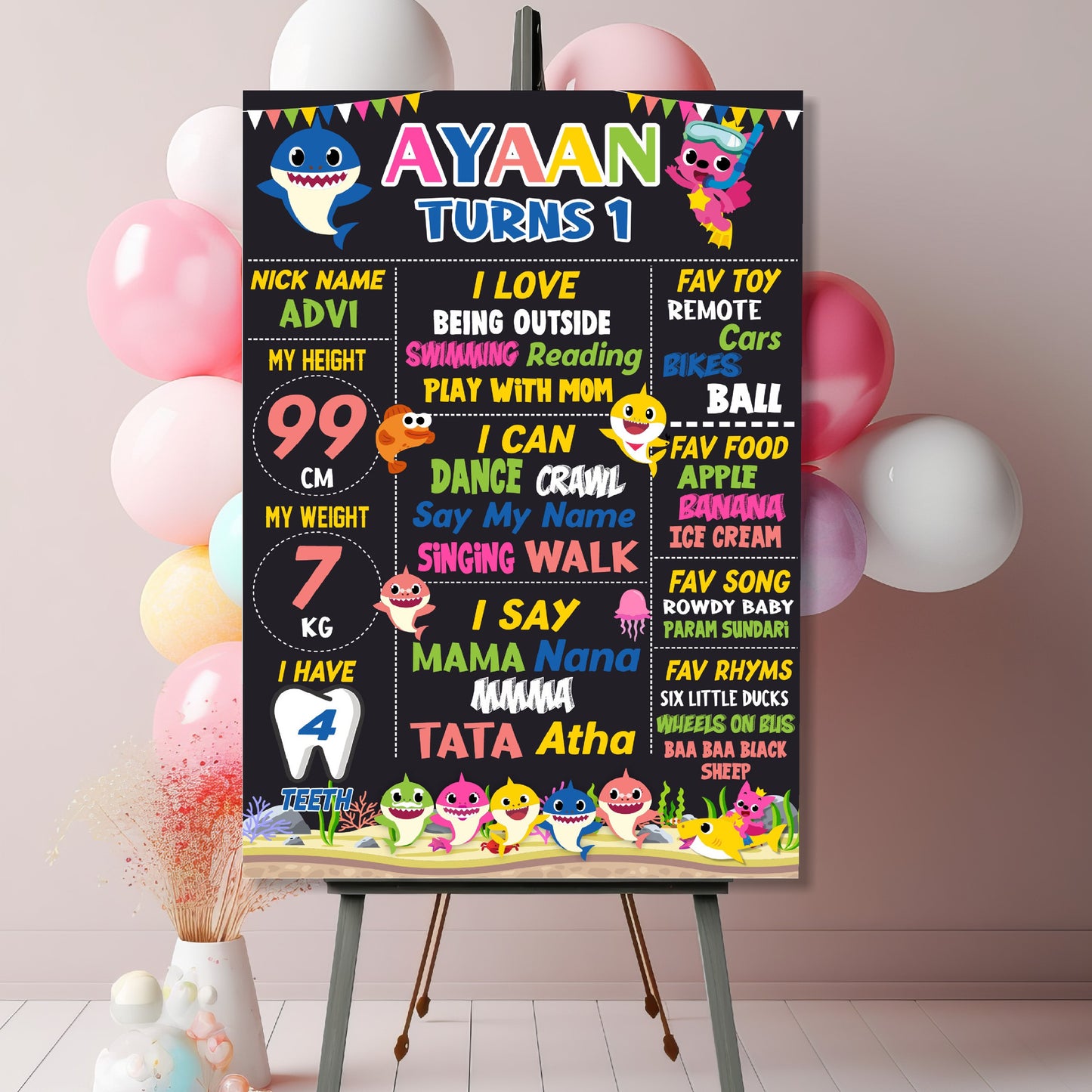 Baby Shark Theme Chalkboard