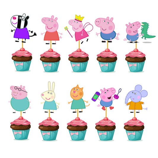 Peppa Pig Girl Theme Cupcake Topper