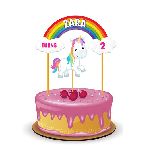 Unicorn Theme Personalized Caketopper
