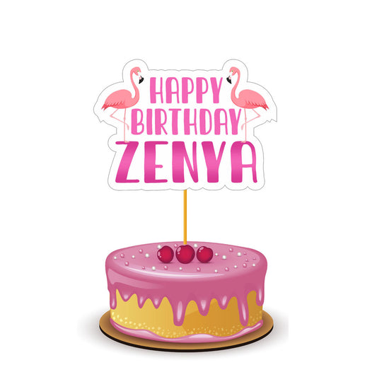 Flamingo Theme Personalized Caketopper