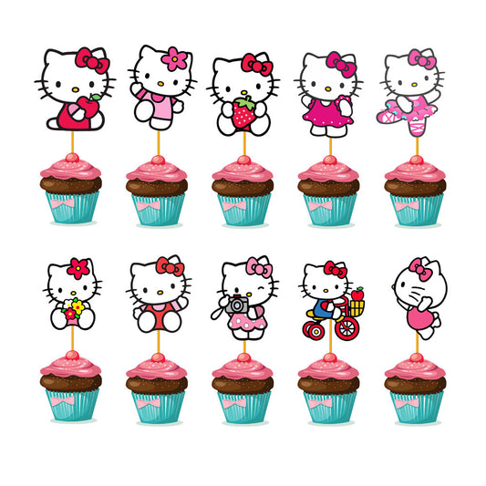 Hello Kitty Theme Cupcake Topper