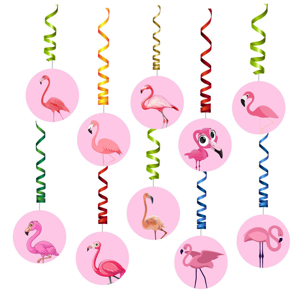 Flamingo Theme Round Swirls