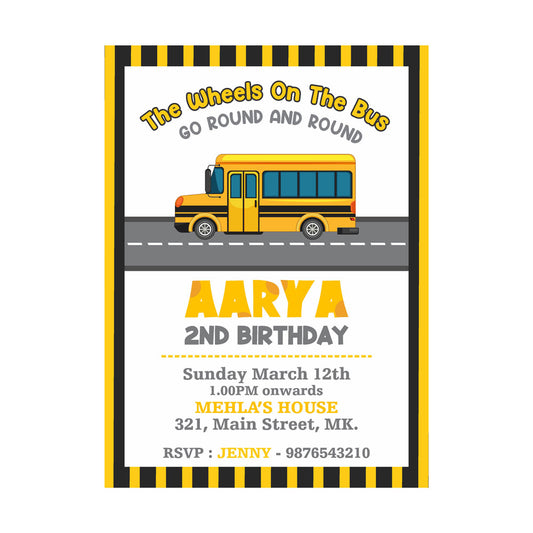 Wheels on the Bus Theme Invite