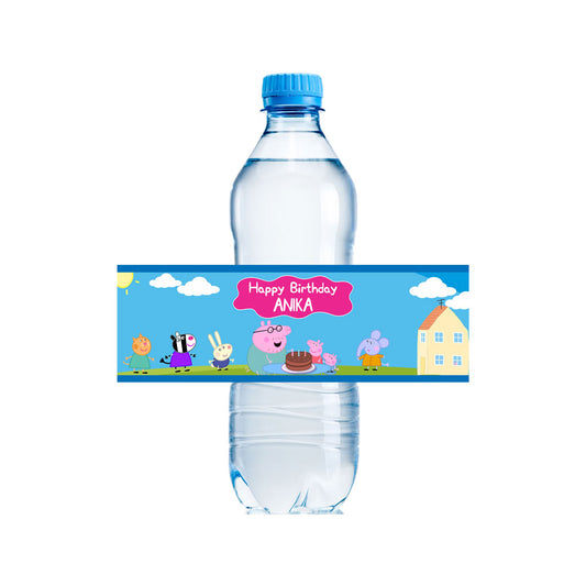 Peppa Pig Girl Theme Water Bottle Sticker