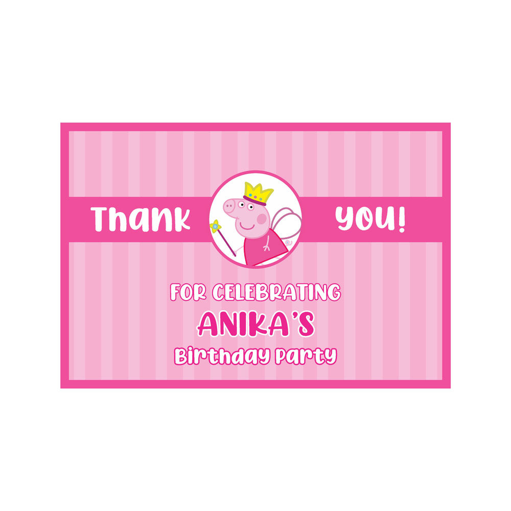 Peppa Pig Girl Theme Thank You Cards