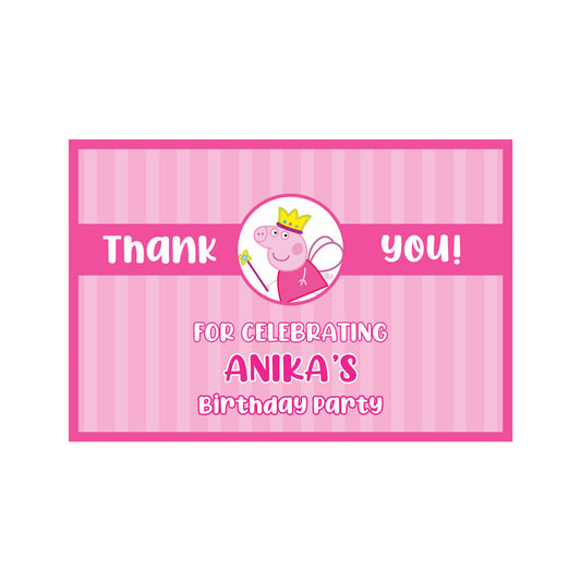 Peppa Pig Girl Theme Thank You Cards