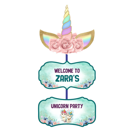 Unicorn Theme Personalized Door Poster
