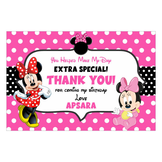 Minnie Mouse Theme Thank You Cards