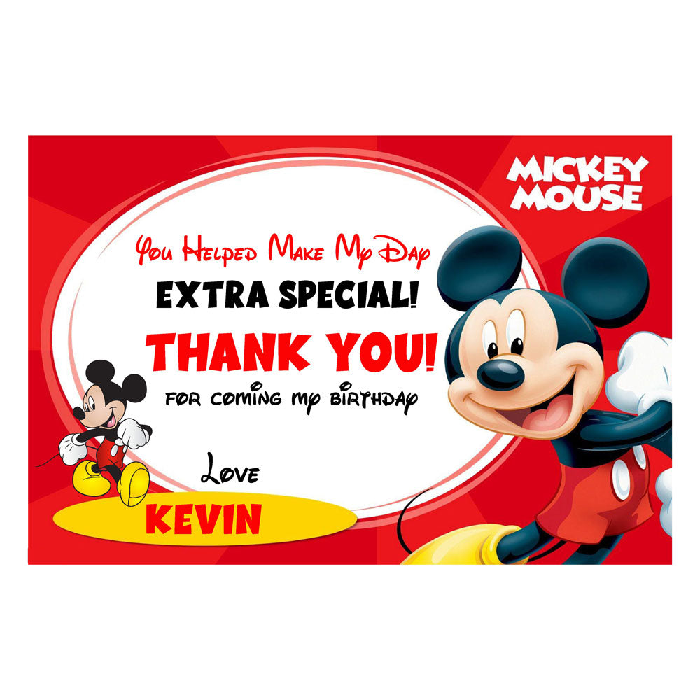 Mickey Mouse Theme Thank You Cards