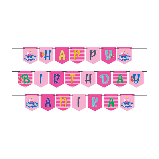Peppa Pig Girl Theme Personalized Bunting
