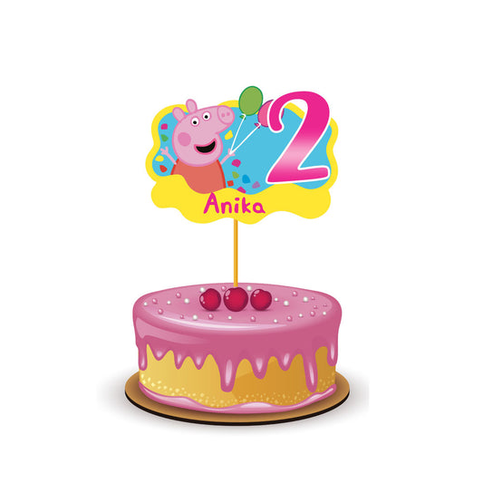 Peppa Pig Girl Theme Customized Caketopper