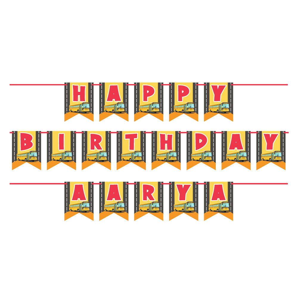 Wheels on the Bus Theme Customized Bunting