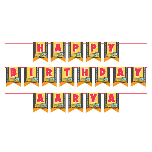 Wheels on the Bus Theme Customized Bunting