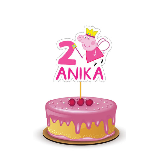 Peppa Pig Girl Theme Personalized Caketopper