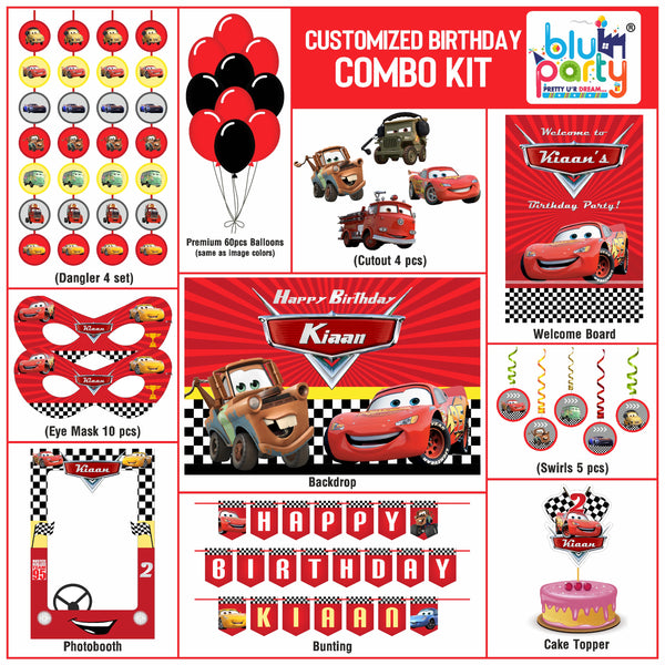 McQueen Cars birthday theme personalized compact combo kit for kids party decoration