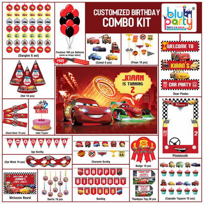 McQueen Cars birthday theme personalized prime combo kit for kids party decoration