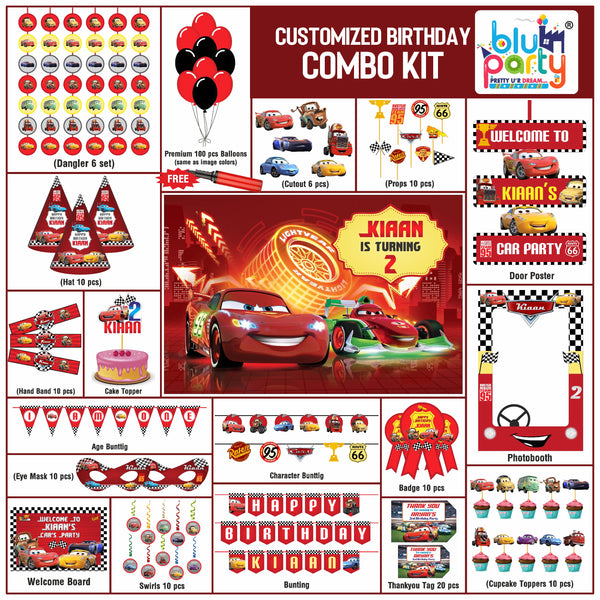 McQueen Cars birthday theme personalized prime combo kit for kids party decoration