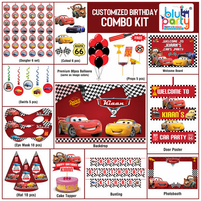 McQueen Cars birthday theme personalized smart combo kit for kids party decoration