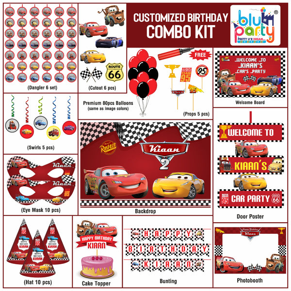 McQueen Cars birthday theme personalized smart combo kit for kids party decoration