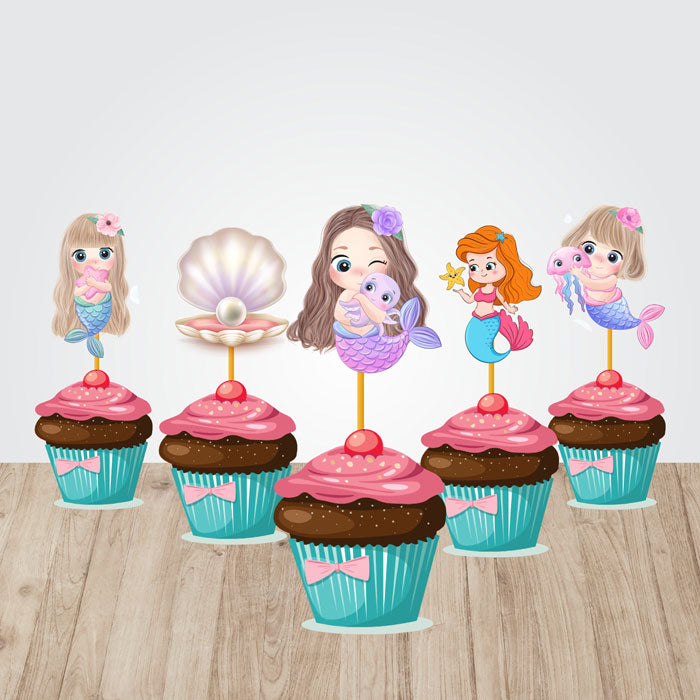 Mermaid Pastel Theme Cupcake Topper