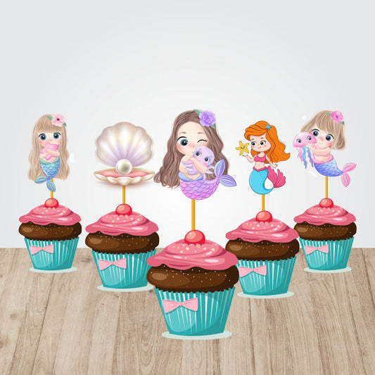Mermaid Pastel Theme Cupcake Topper