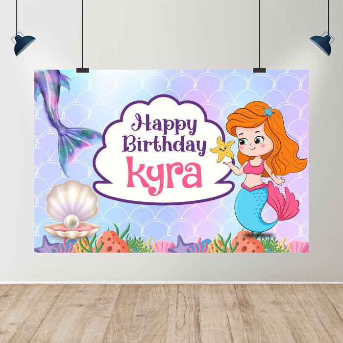 Mermaid Pastel Theme Personalized Backdrop