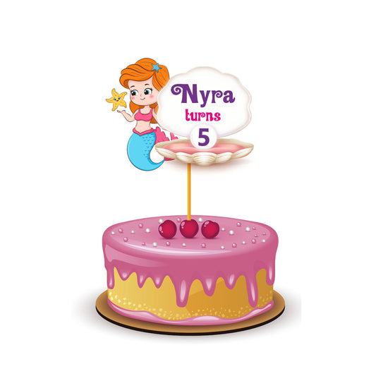 Mermaid Pastel Theme Customized Caketopper