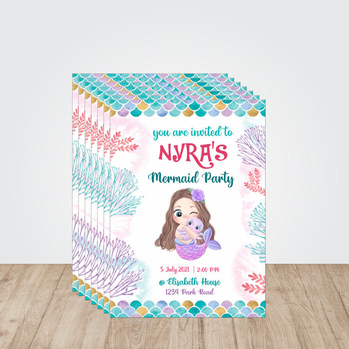 Mermaid Pastel Theme Invite