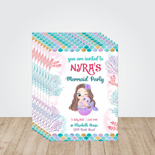 Mermaid Pastel Theme Invite