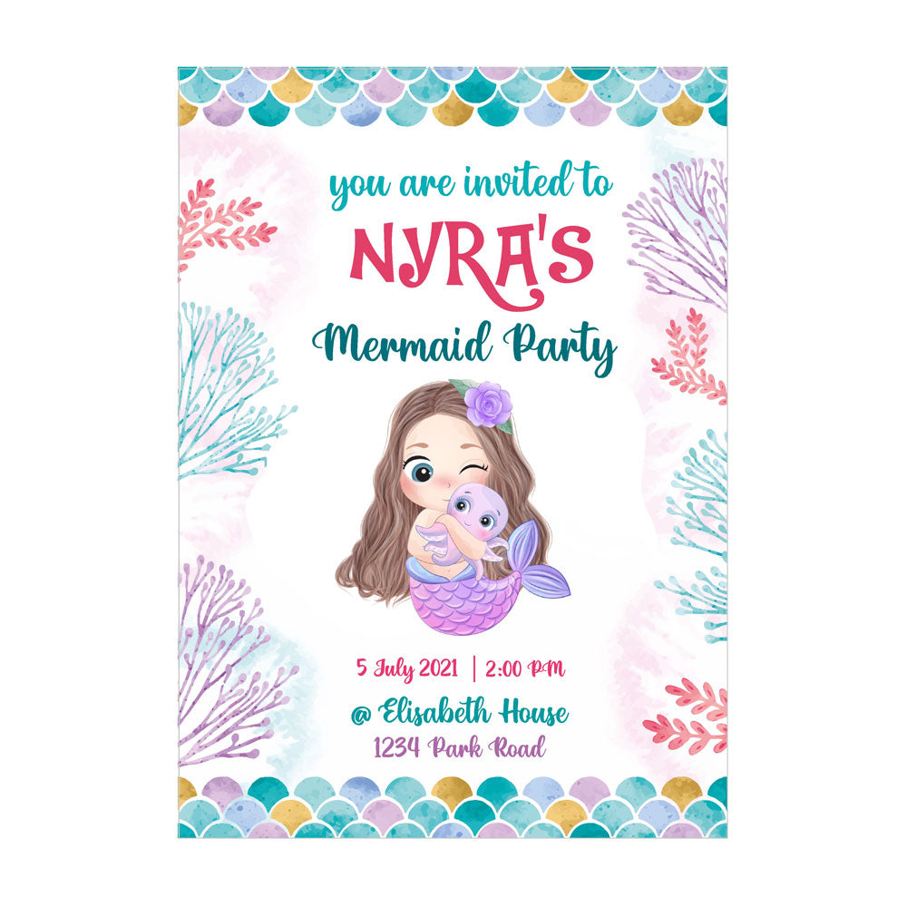 Mermaid Pastel Theme Invite