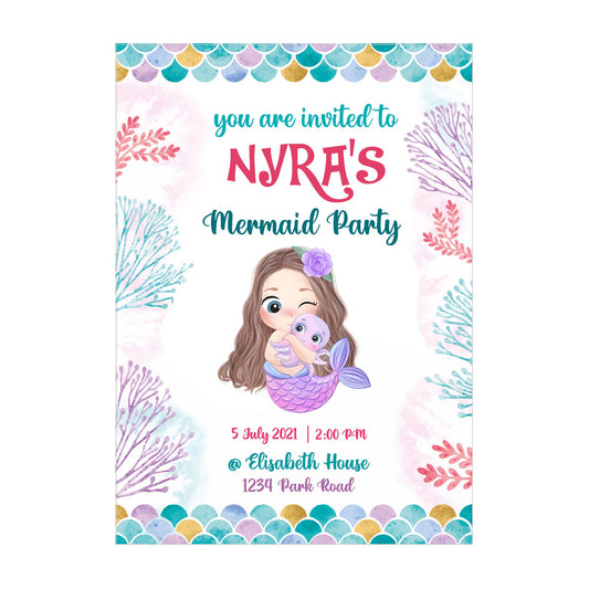 Mermaid Pastel Theme Invite