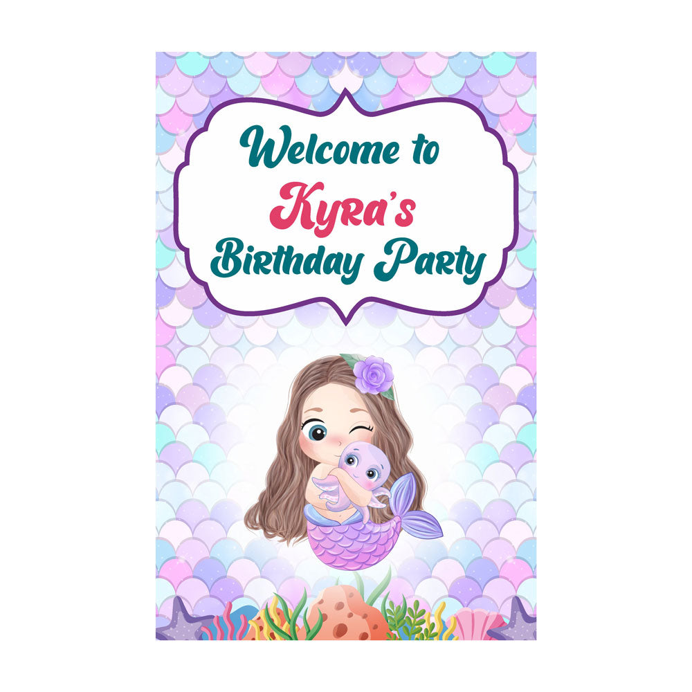 Mermaid Pastel Theme Personalized Welcome Board