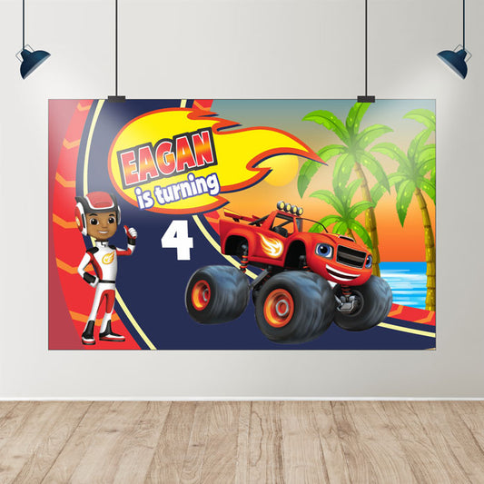 Blaze & Monster Truck Theme Backdrop
