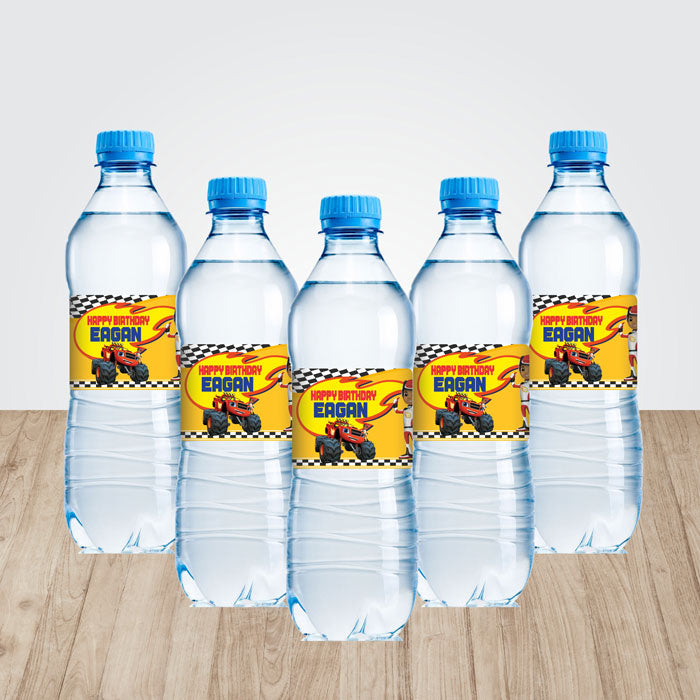 Blaze & Monster Truck Theme Water Bottle Sticker