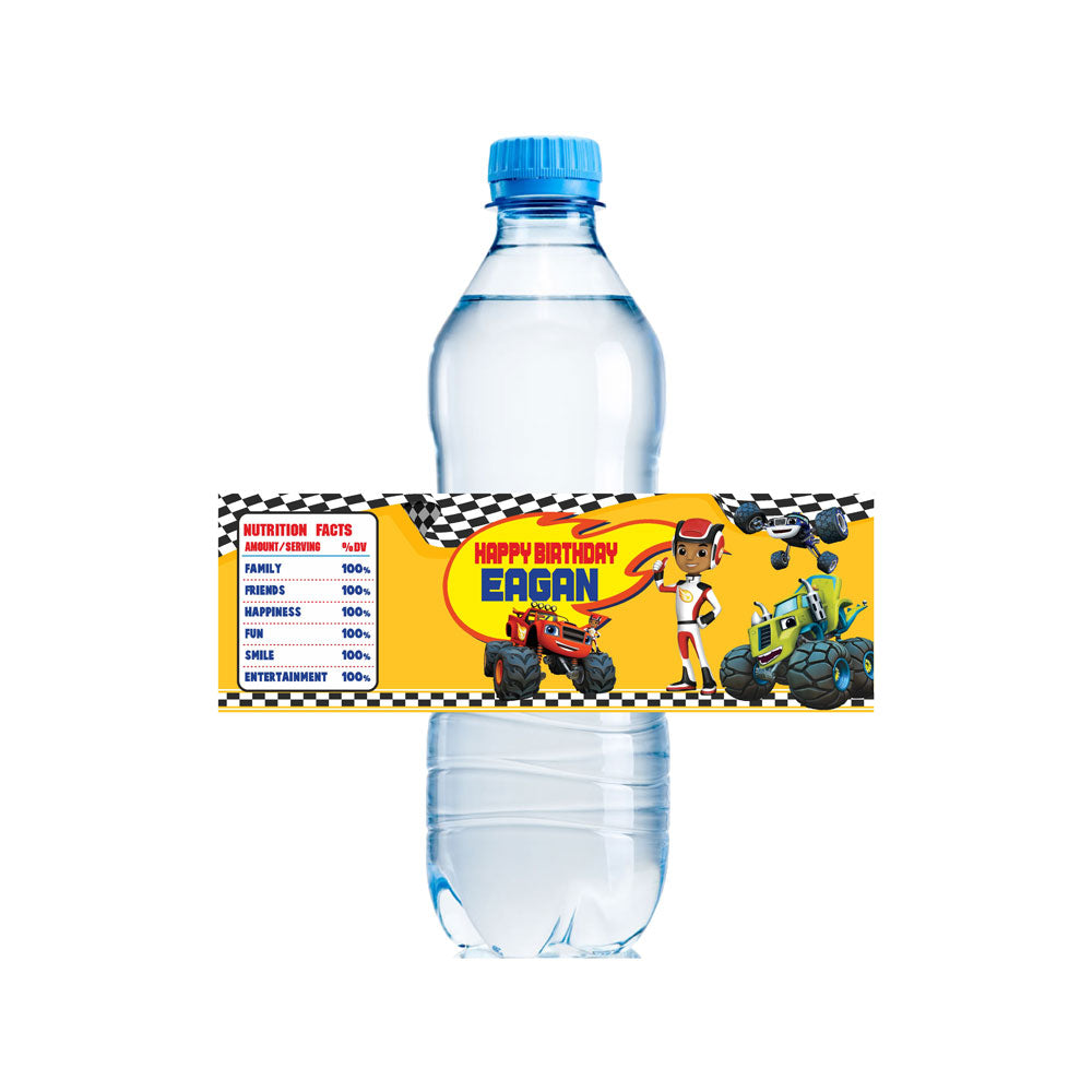 Blaze & Monster Truck Theme Water Bottle Sticker