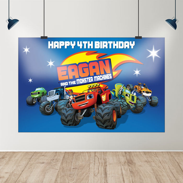 Blaze & Monster Truck Theme Personalized Backdrop