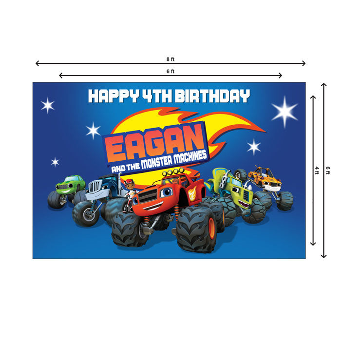 Blaze & Monster Truck Theme Personalized Backdrop