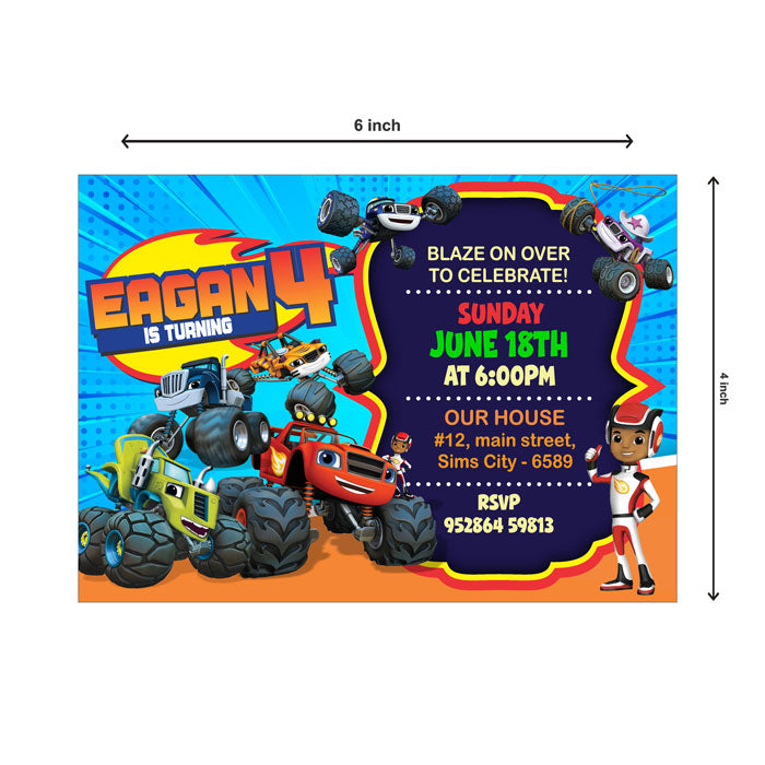 Blaze & Monster Truck Theme Invite