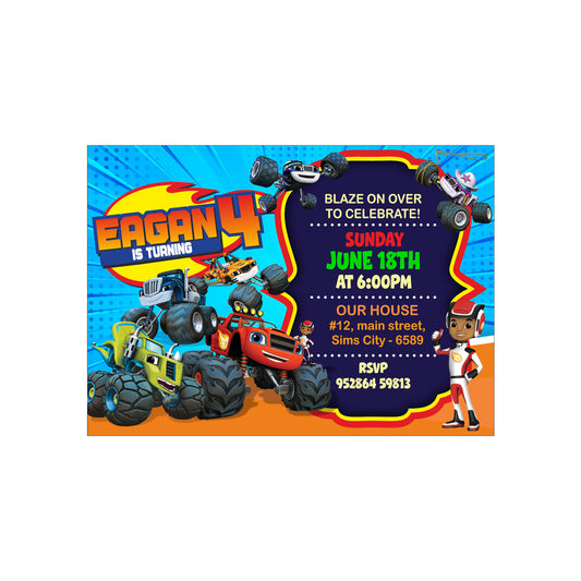 Blaze & Monster Truck Theme Invite