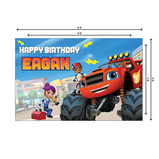 Blaze & Monster Truck Theme Customized Backdrop