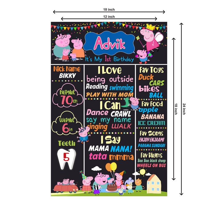 Peppa Pig Girl Theme Chalkboard